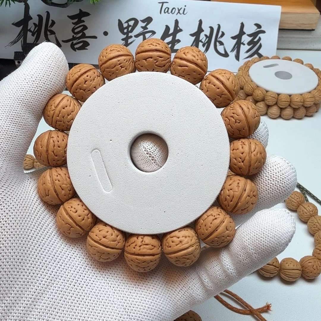 悟***语桃核手串17野生，野生桃核