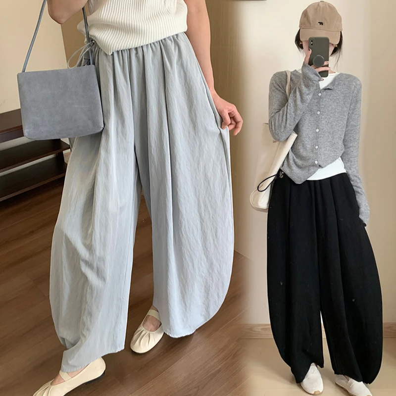 生完也能穿孕妇裤子春夏季外穿薄款休闲阔腿裤宽松垂感显瘦弯刀裤