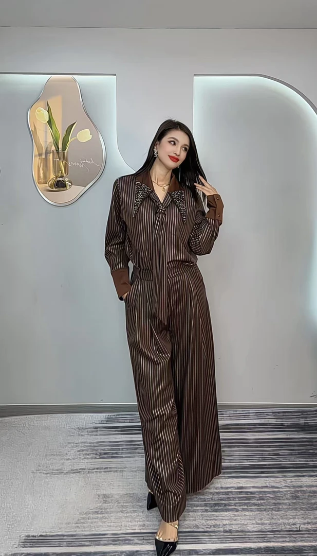 女装连体系带时尚套装收腰轻熟风复古港风气质显瘦