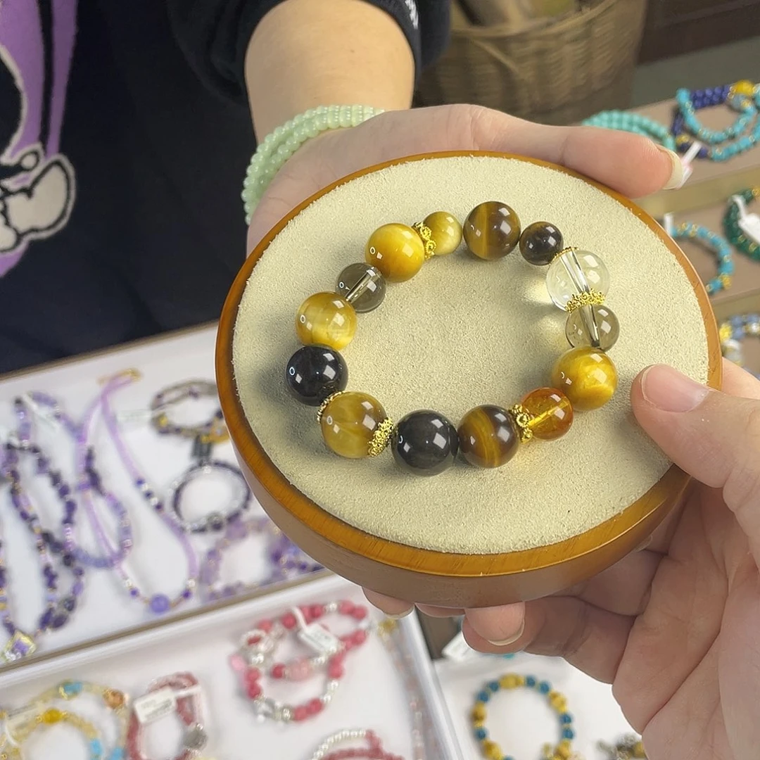 水晶手链银S925镀金镶嵌