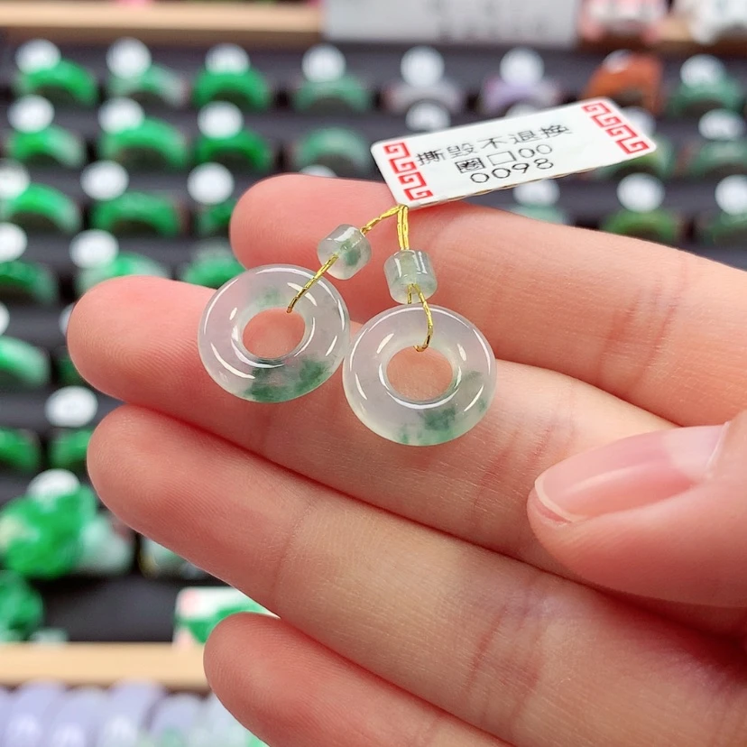 【闪购商品】未镶嵌戒指翡翠甜甜圈一对