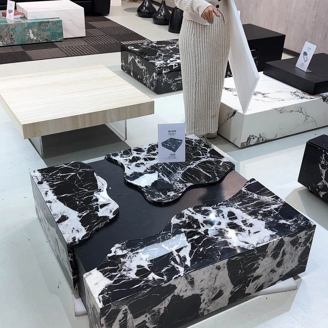 大理石落地河流茶几1米尺寸 运费自理