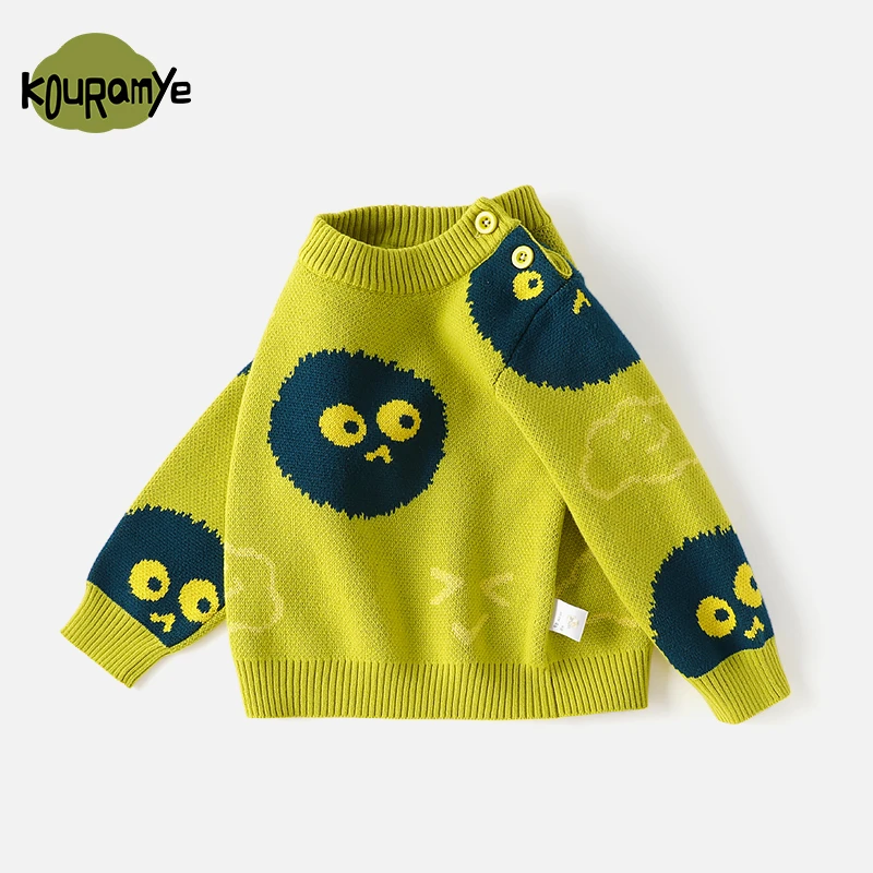 酷娃米潮酷痞帅童装男童秋款女童韩版百搭卡通大眼怪宝宝毛衣4442