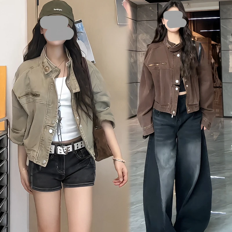 美式复古脏脏工装风机车夹克辣妹宽松显瘦短款外套2025春秋季新款