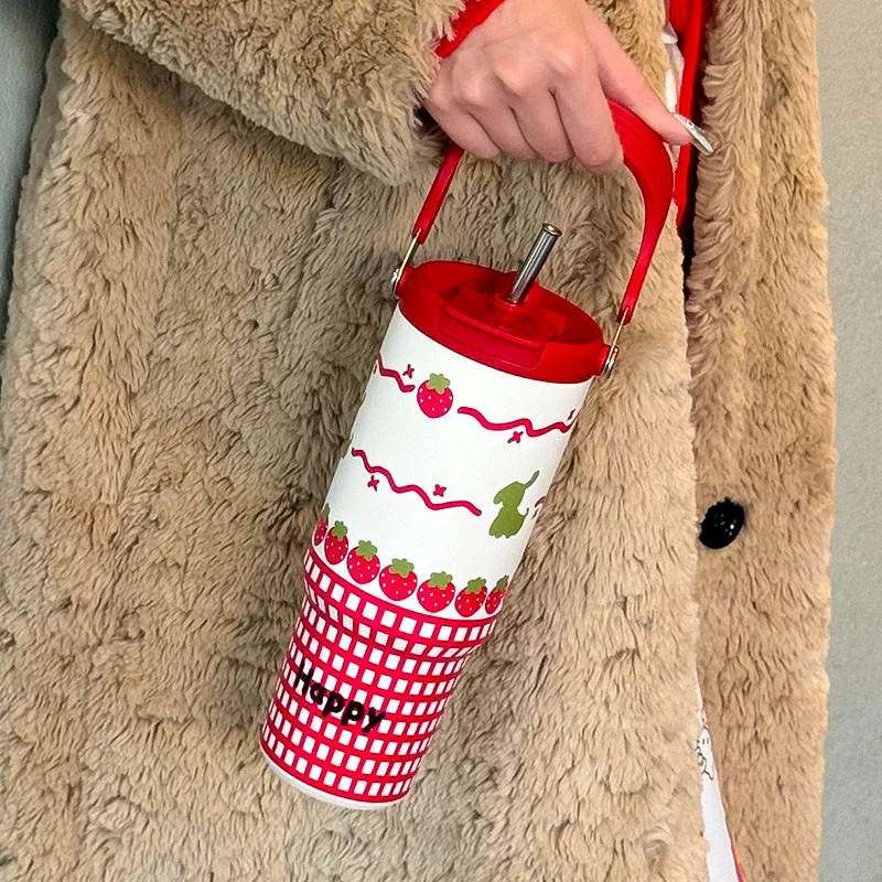 绚青冬日氛围提桶保温杯高颜值吸管杯子女生便携手提保温杯带盖