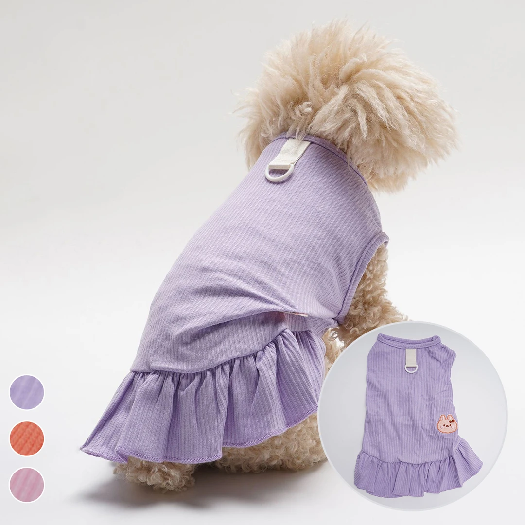 甜系百搭可爱小兔子无袖德文无毛猫针织坑条套头宠物背心裙夏衣服