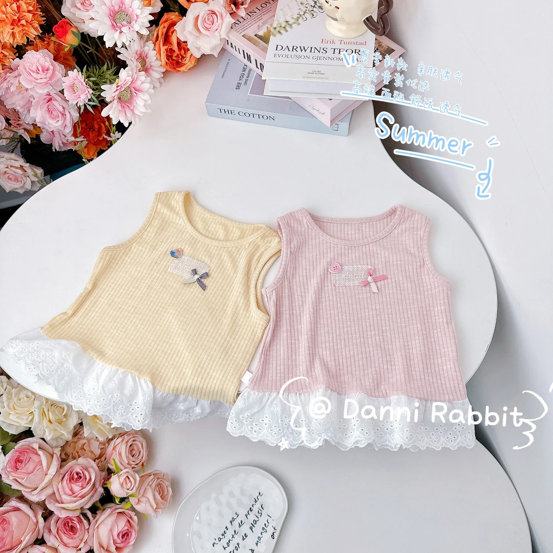 【Dannirabbit】韩系无袖蕾丝拼接花边女童背心Y-1001