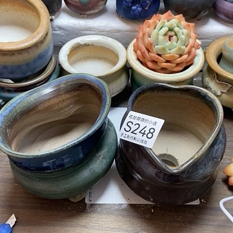 紫砂花盆248微瑕品口径7到8左右