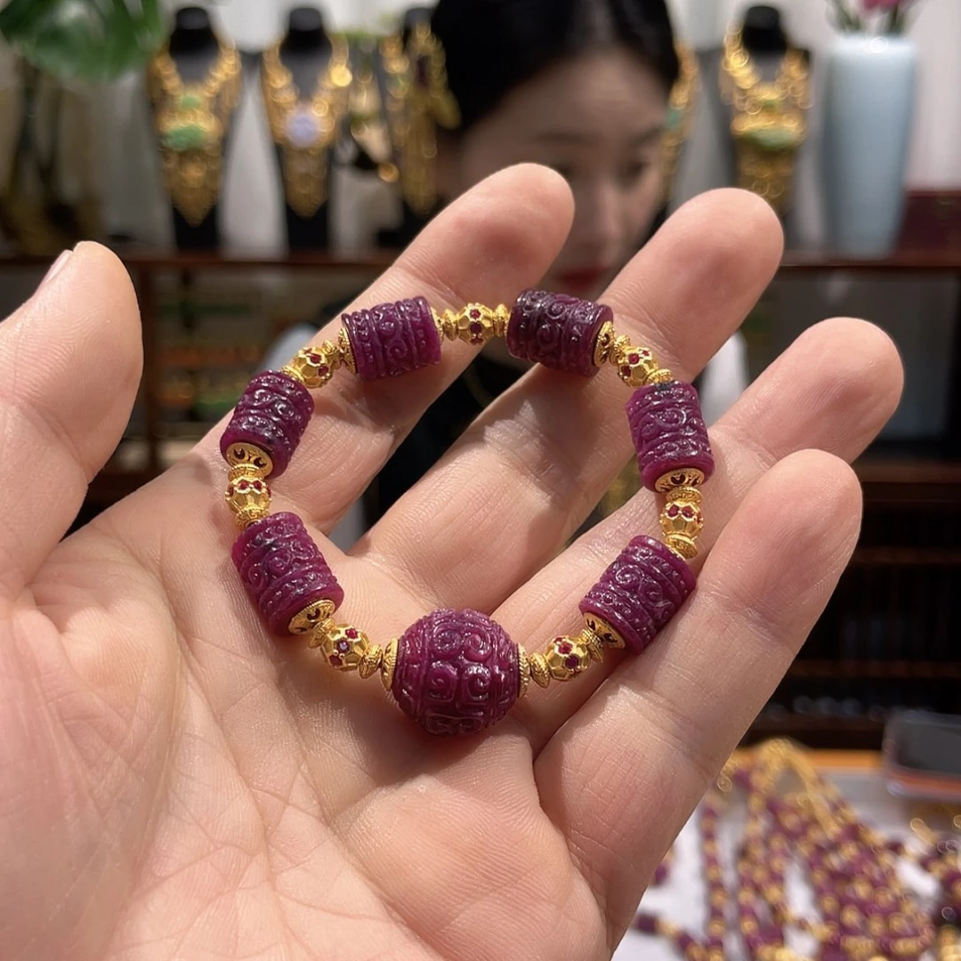 锦纶铁合金手链红宝