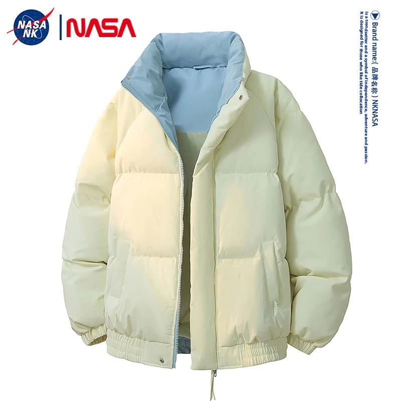 NASA联名多巴胺撞色拼接立领面包棉服男女同款冬季休闲百搭棉衣潮