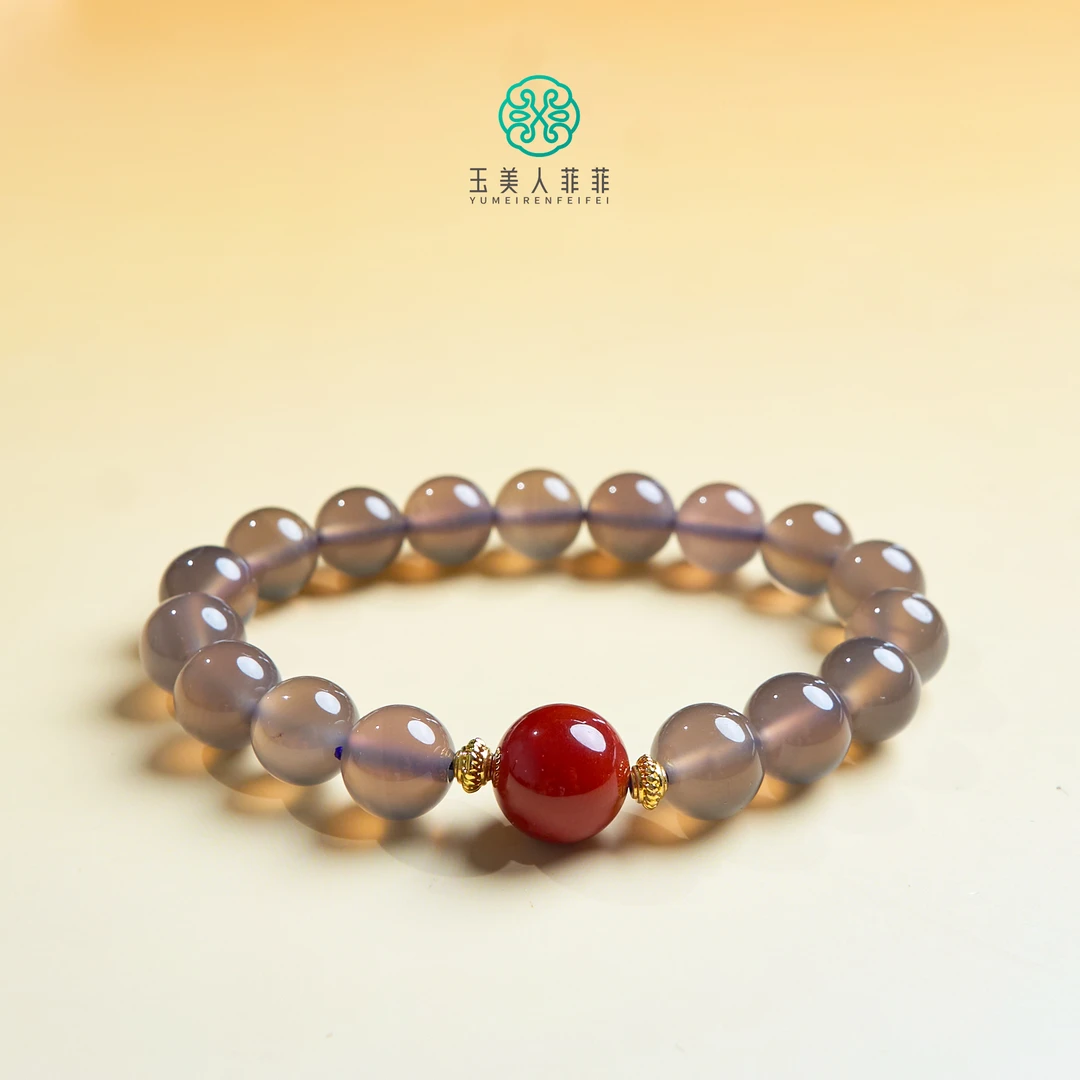 石惑珠宝~玛瑙单圈圆珠手串约10mm