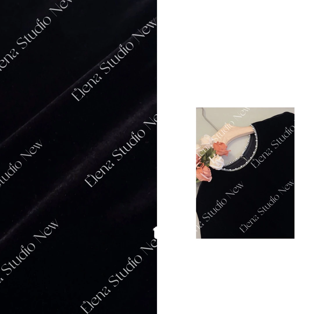 大甜甜【珠珠丝绒】设计感精致丝绒短袖百搭气质短袖宽松T恤