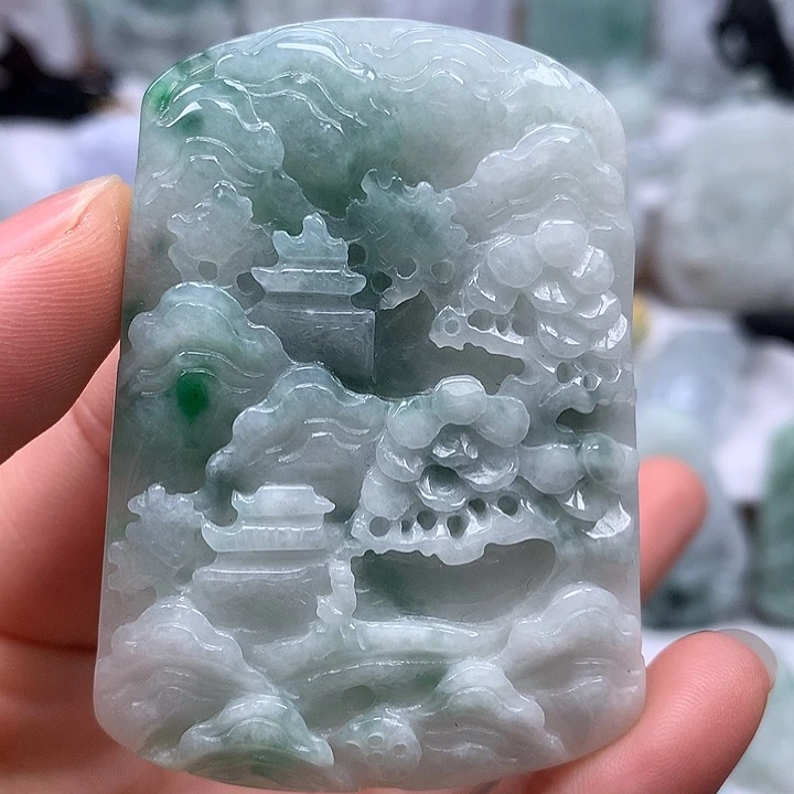 翡翠未镶嵌颈饰山水福利