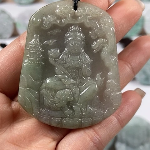 翡翠颈饰未镶嵌文殊菩萨福利