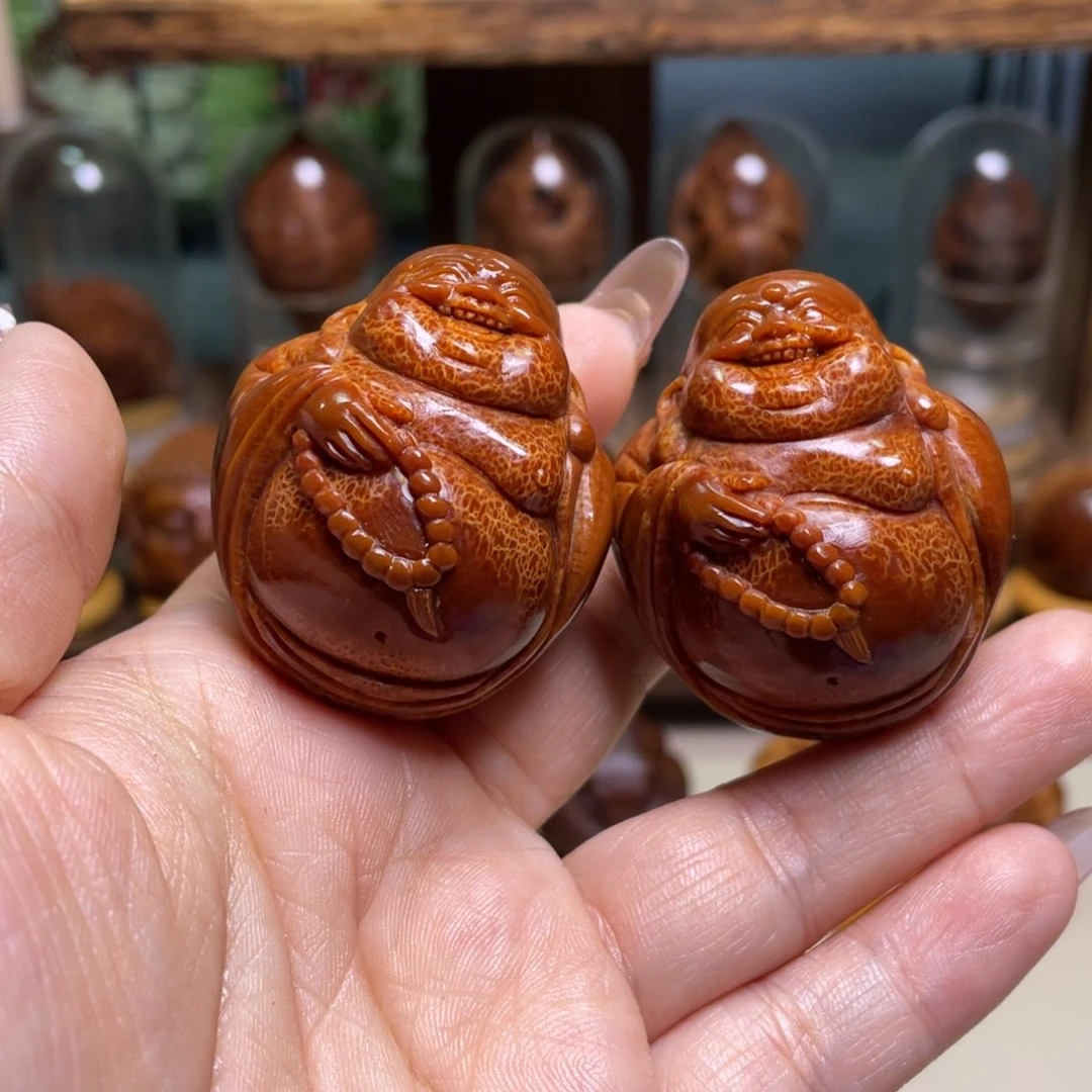 橄榄核吊坠睿*赫新款弥勒一对 三点九左右尺