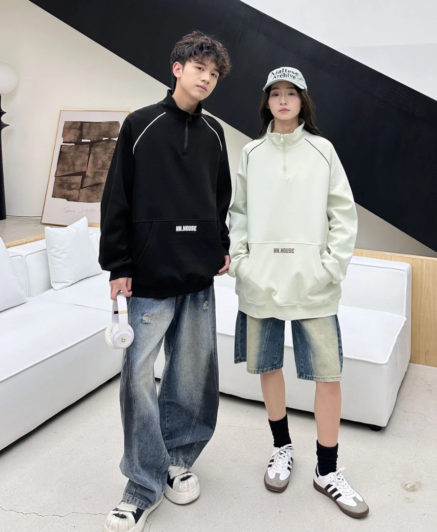 酷涵青少年 潮牌86007春款半拉链立领时尚情侣休闲卫衣