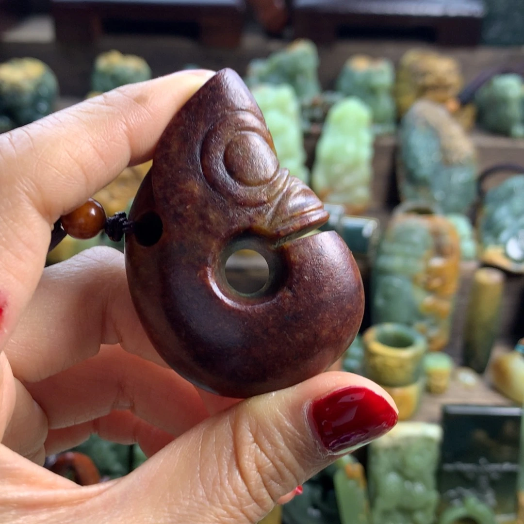 岫岩河磨玉（透闪石质玉）手把未镶嵌占****活