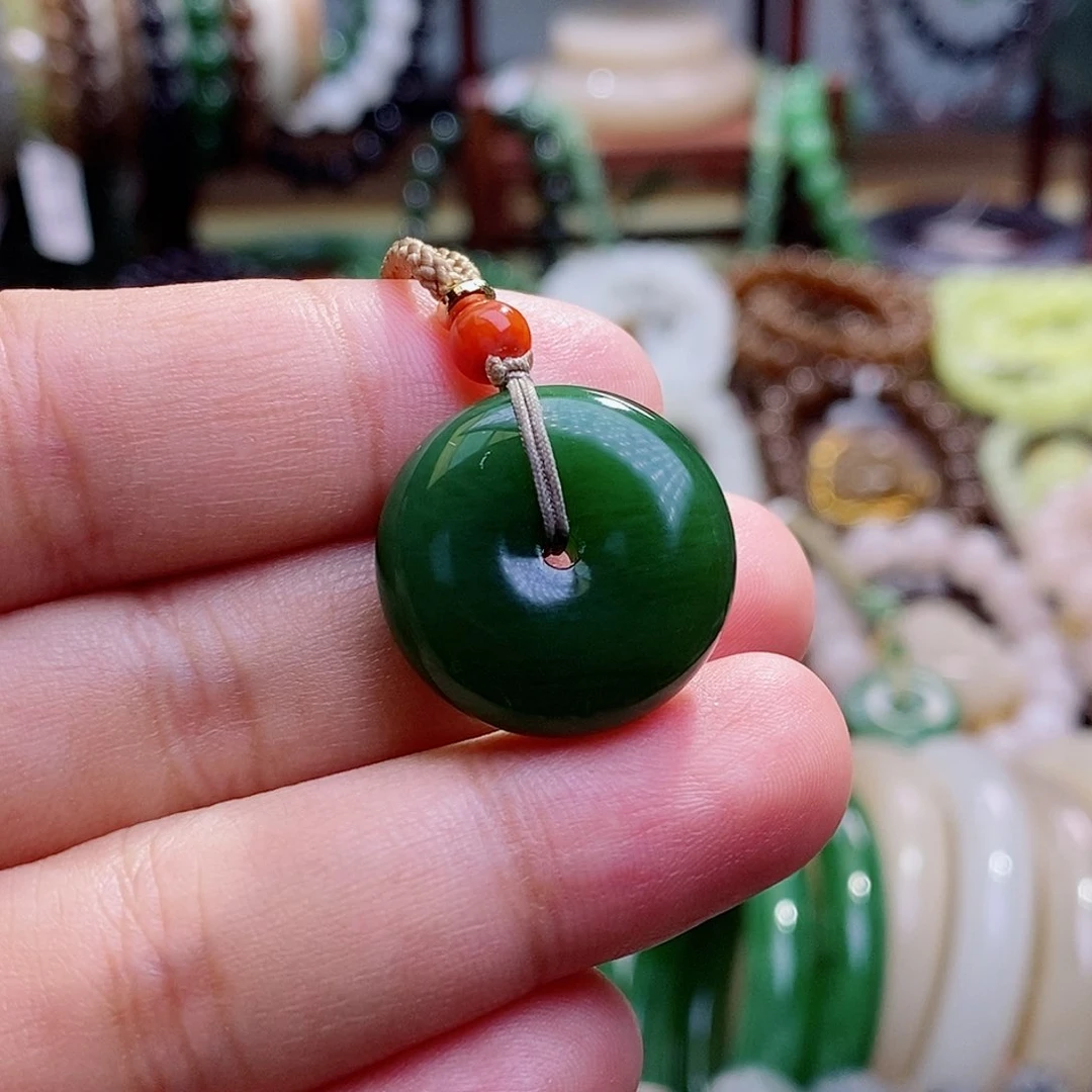 和田玉未镶嵌颈饰3****装收藏碧玉老料七号矿高冰辣绿平安扣