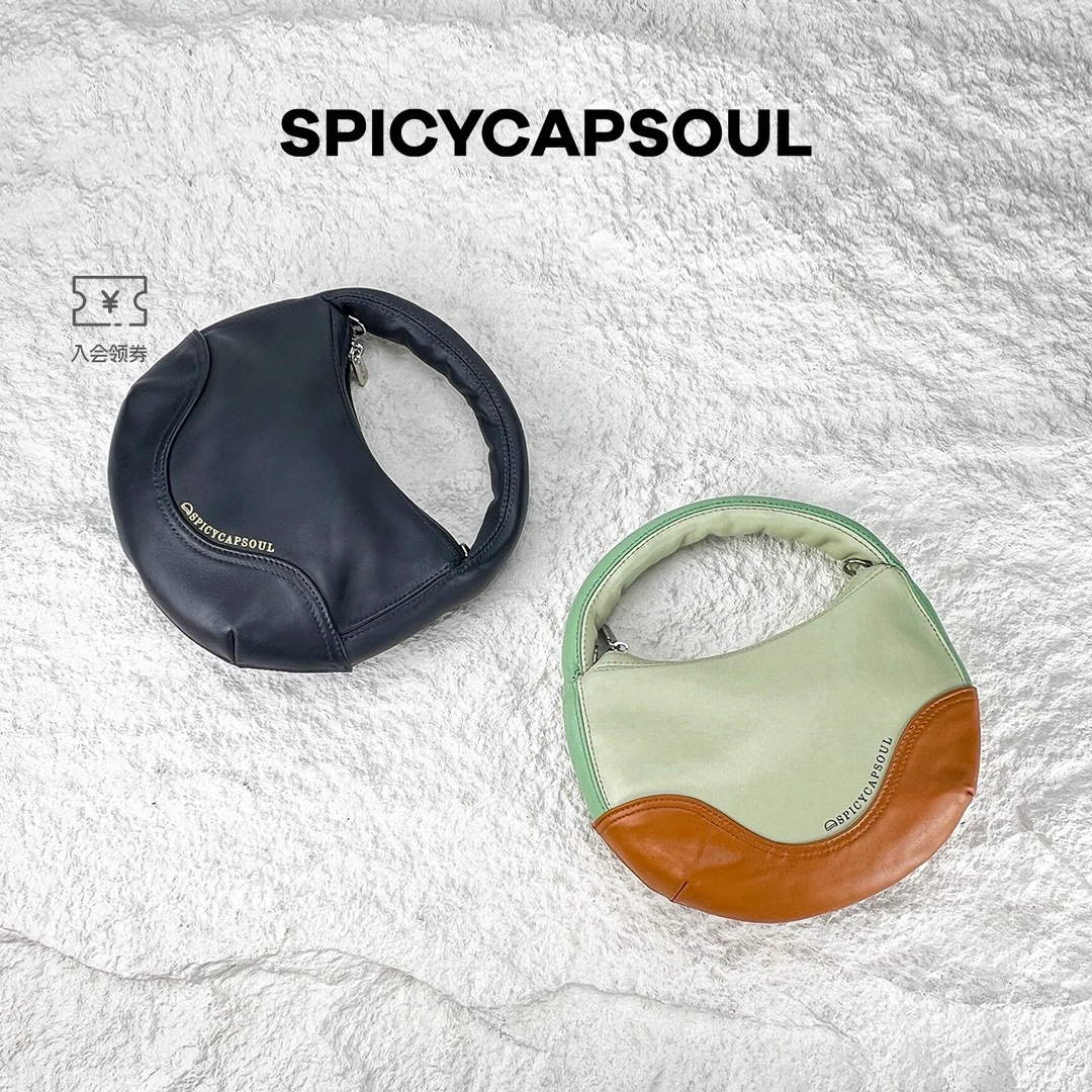 【旺角之夜】SpicyCapSoul池金物复古港风羊皮撞色小众棒球包可斜挎
