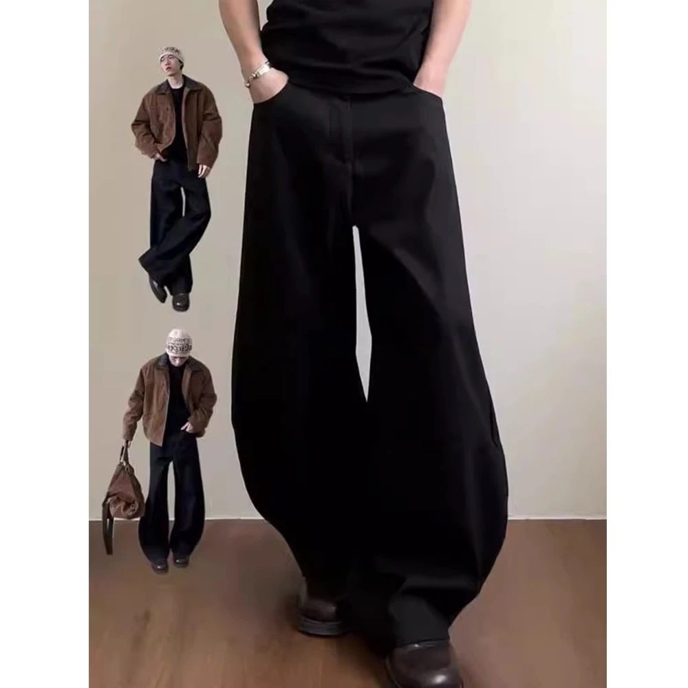 LIGGICC美式松弛感弯刀版西裤休闲复古抗皱宽松高级感垂感舒适男