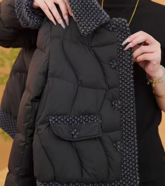 【进口品质】烟霞芸尚高端二店新款保暖气质加厚鸭绒羽绒服外套D318