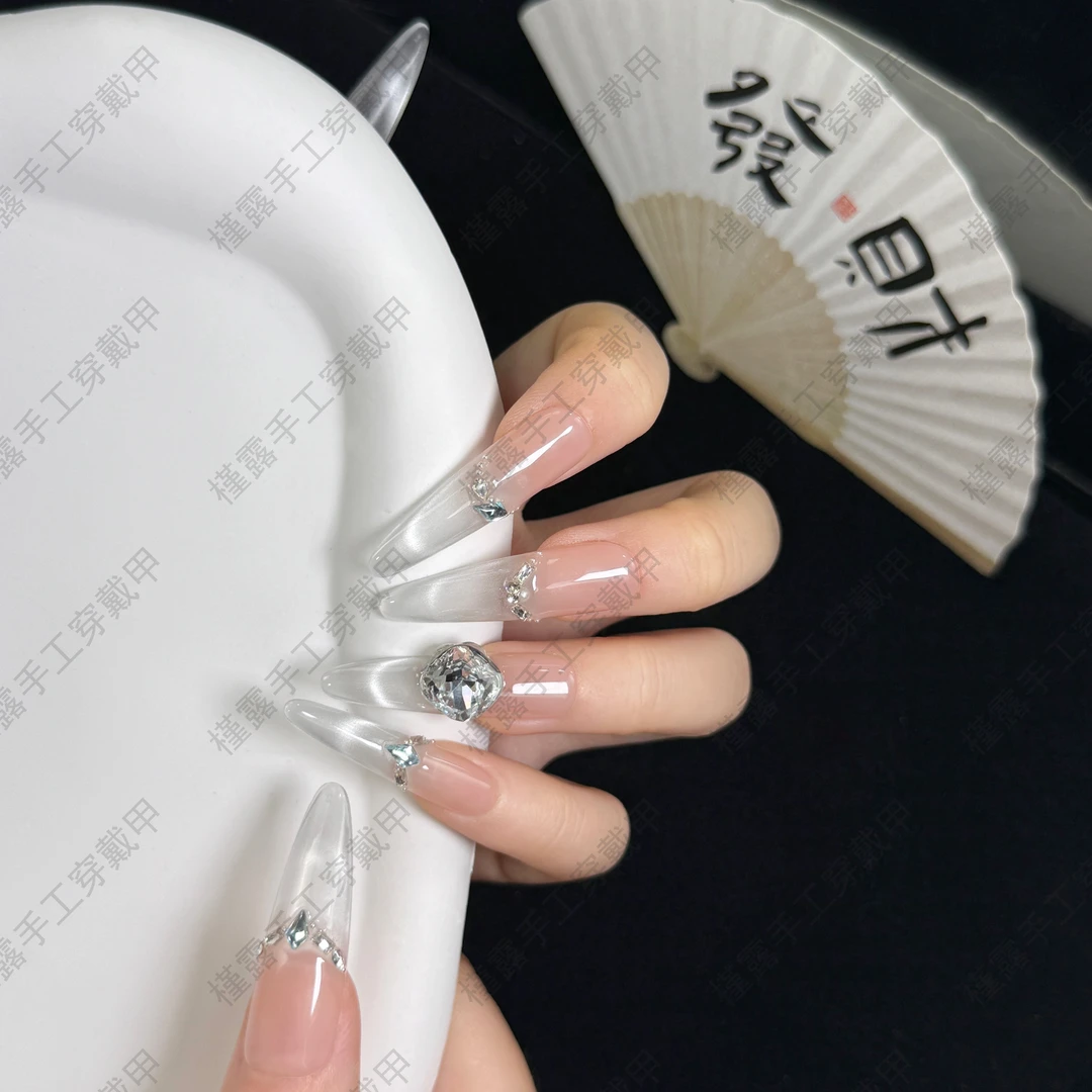 【雾蓝之境】槿露纯手工穿戴甲-10片装-可重复佩戴