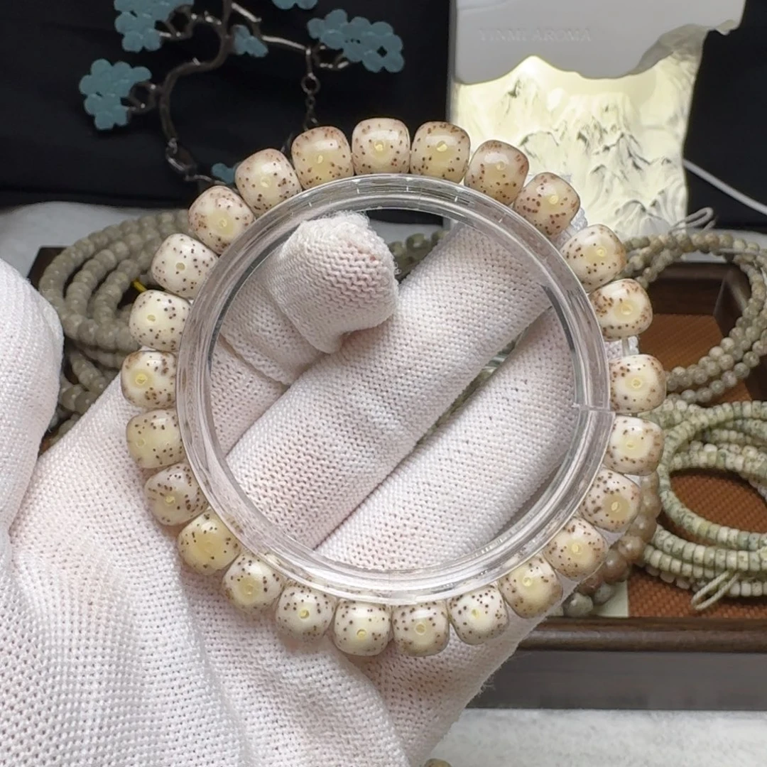 星月菩提吊坠石玉粉冰月留白针尖星无烟花