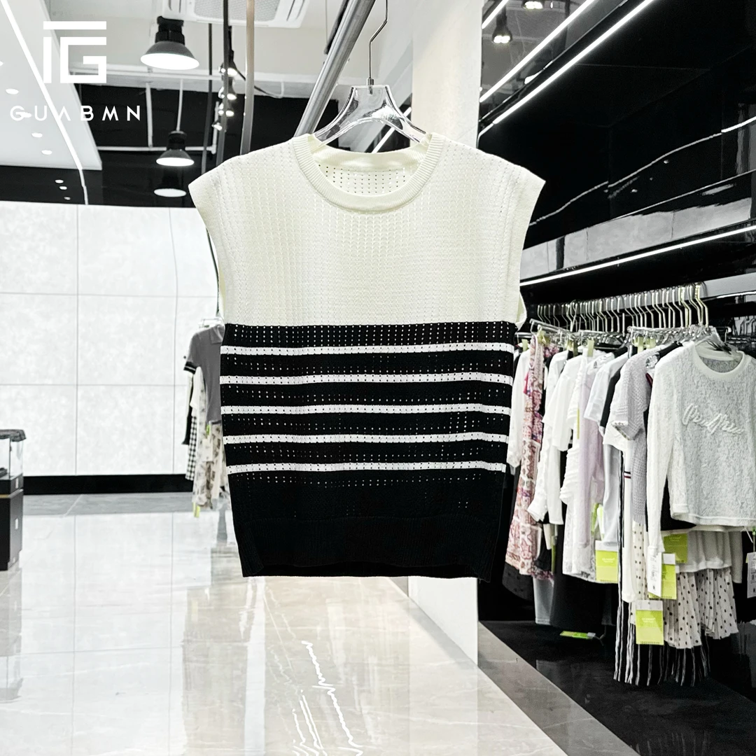GUABMN2025夏季新款条纹镂空针织马甲背心夏日穿搭5199