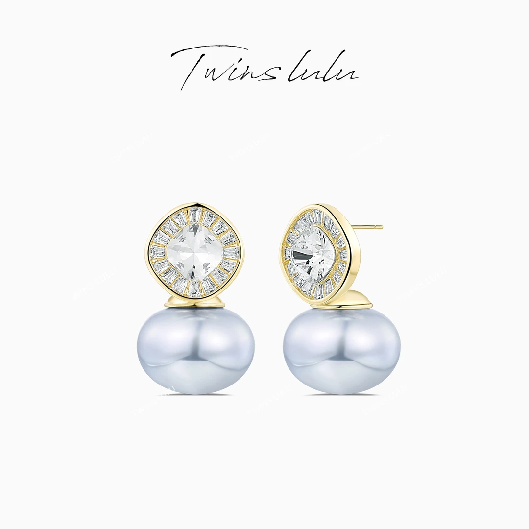 TWINS LULU 镀K金 轻奢简约法式复古风珠珠时尚耳环TSL748