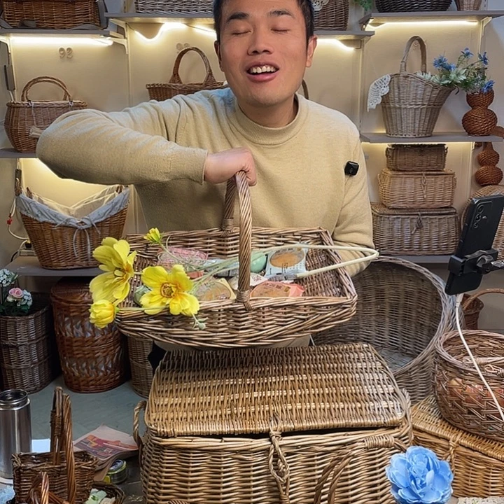手提篮藤编做旧色