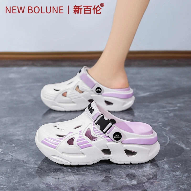 新百伦凉鞋女款夏季新款透气防臭洞洞鞋女士软底防滑包头沙滩凉拖