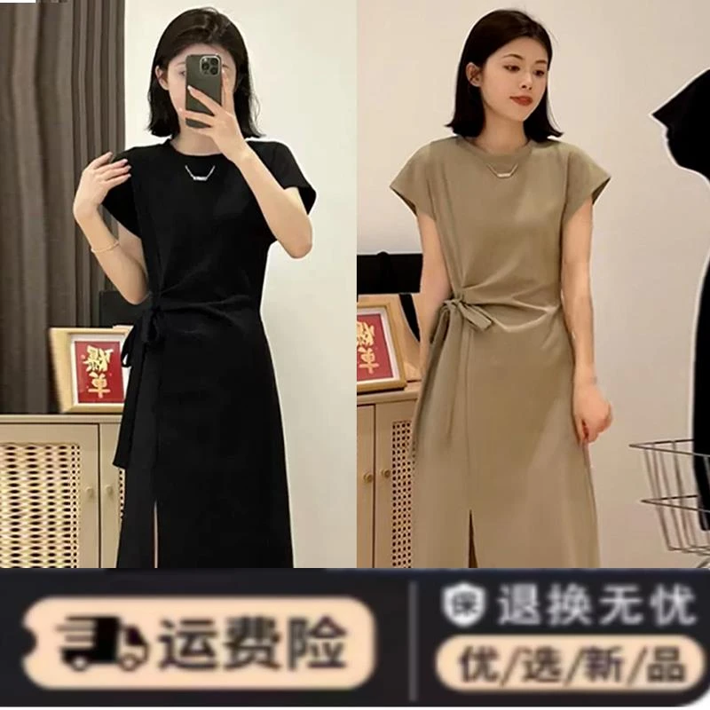 赫本风黑色连衣裙子女夏季2024新款茶歇法式高级感小个子长裙1113