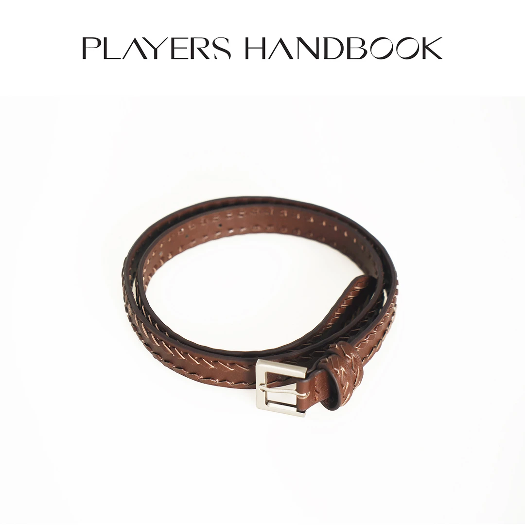Players Handbook 小众时尚潮流手工编织窄版百搭牛皮腰带PH3077