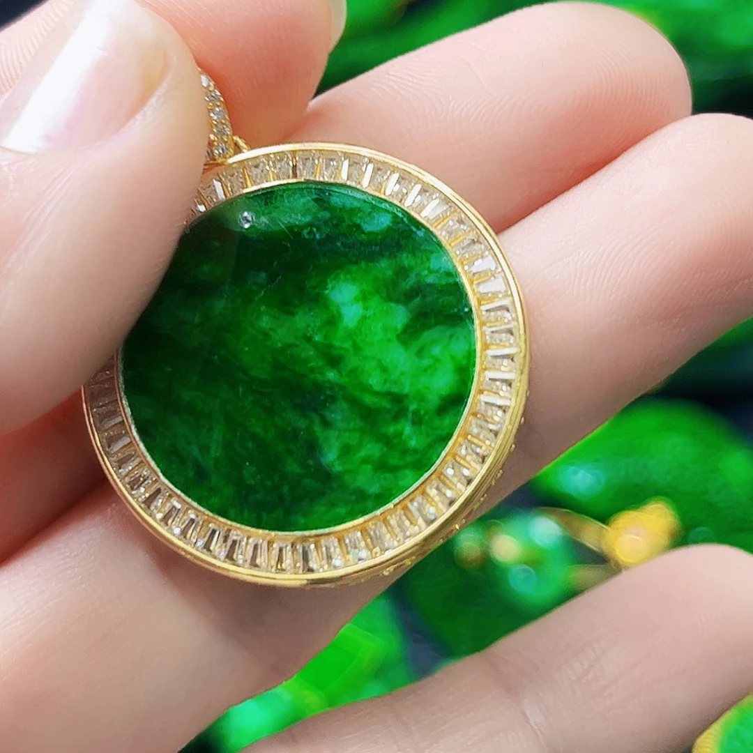 颈饰银S925镶嵌翡翠