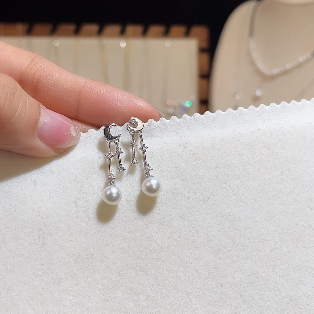 淡水珍珠耳饰银S925镶嵌