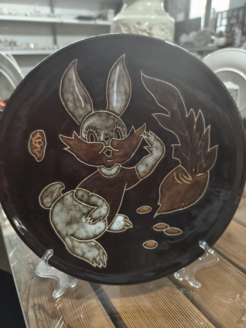 手工生肖刻盘兔盘，赏盘，直接26厘米