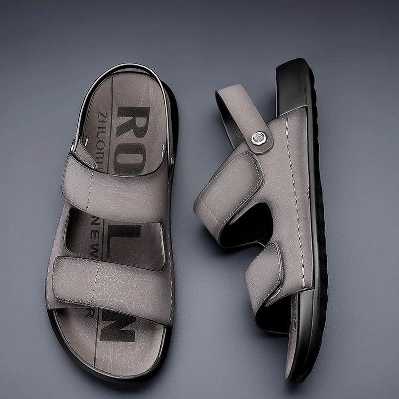 法菲欧透气沙滩鞋男士凉鞋拖鞋开车两用软底鞋子耐磨大码潮流新款