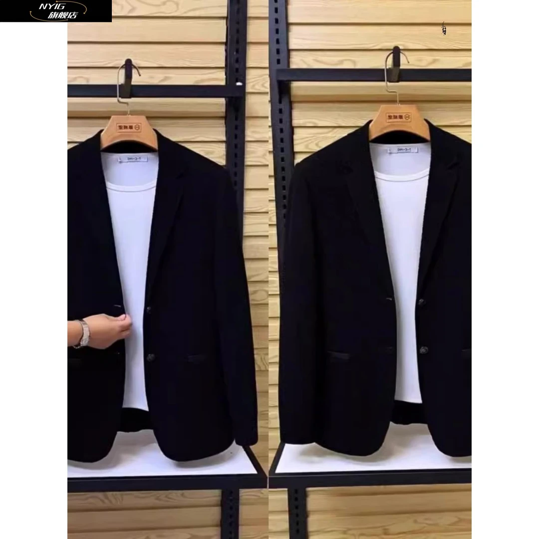NYIG男士高级感针织西服外套时尚百搭商务休闲修身帅气欧货时尚款