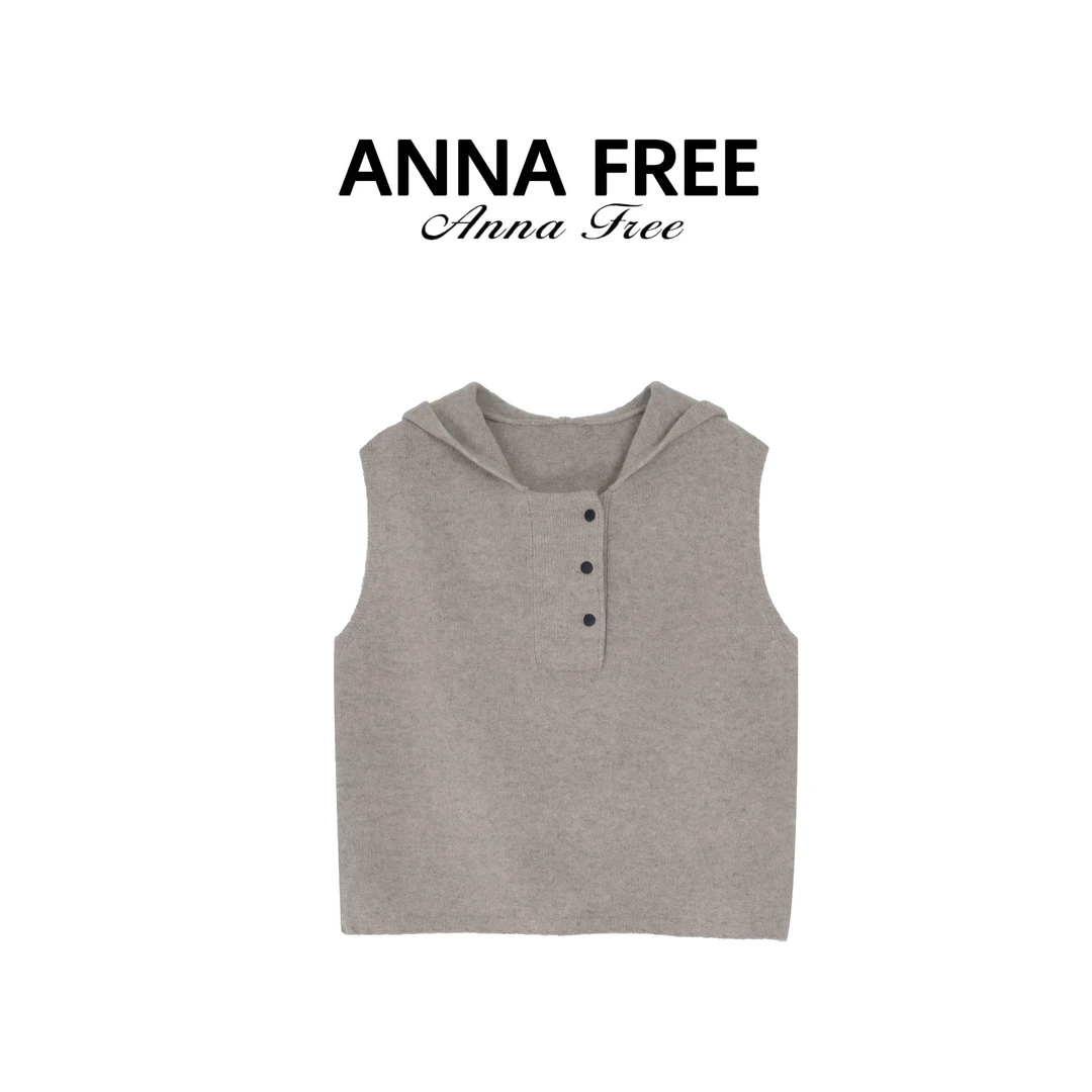 ANNA FREE 连帽针织宽松显瘦百搭毛衣背心无袖秋冬新款上衣Z8724