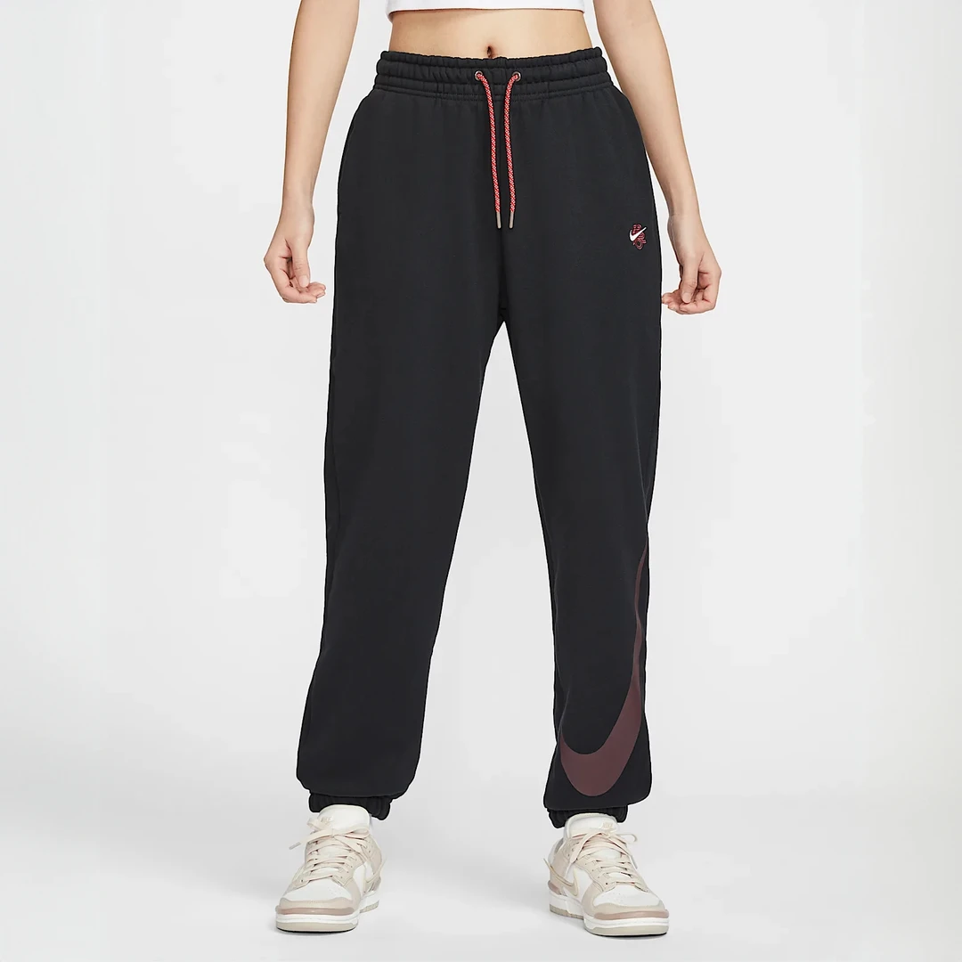 NIKE耐克女子新春款高腰宽松针织休闲裤束脚运动裤子 HV8463-010