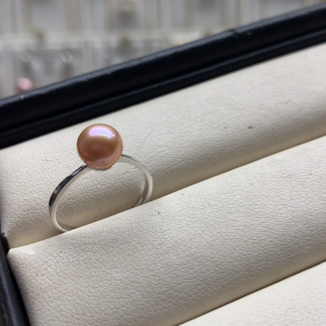 银S925镶嵌戒指淡水珍珠