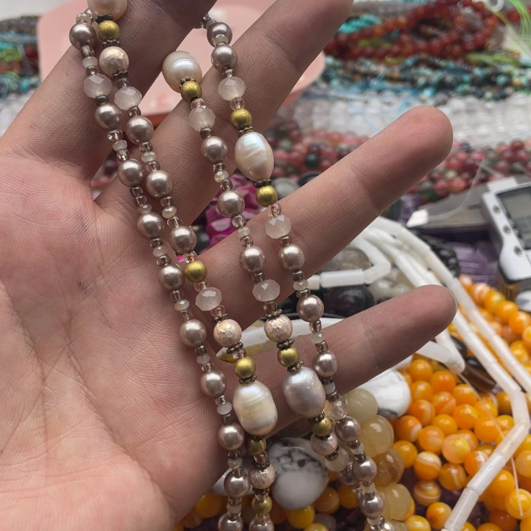 玛瑙/玉髓未镶嵌珠宝半成品一条装贝珠珍珠毛衣链
