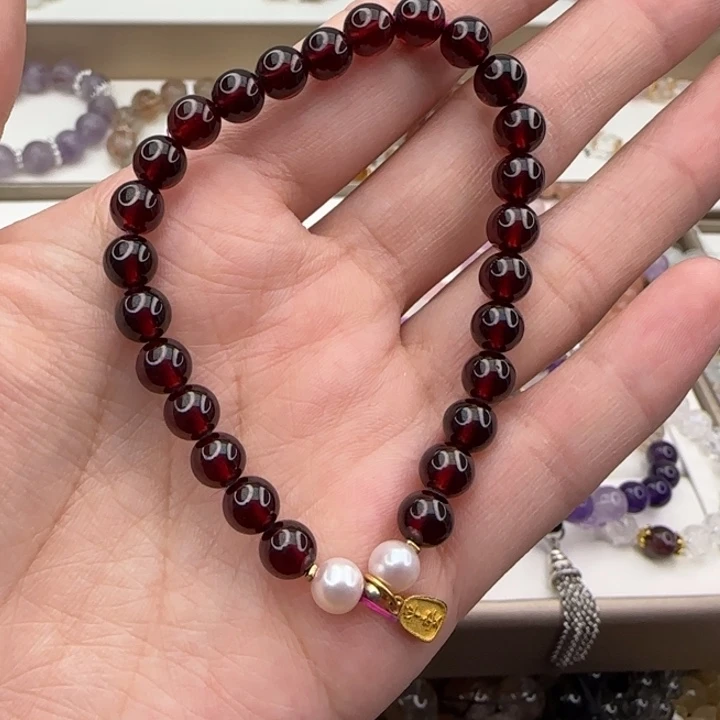 水晶手串未镶嵌石榴石