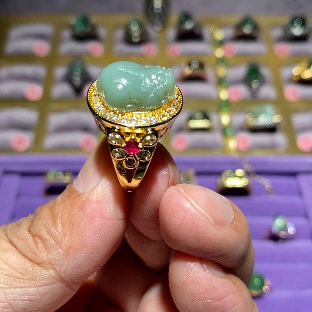 和田玉（碧玉）戒指未镶嵌嘉*