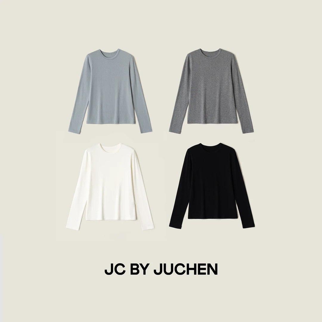 两种领型珍珠轻绒秋冬贴肤针织T恤刚需基础纯色打底衫FW117001-17