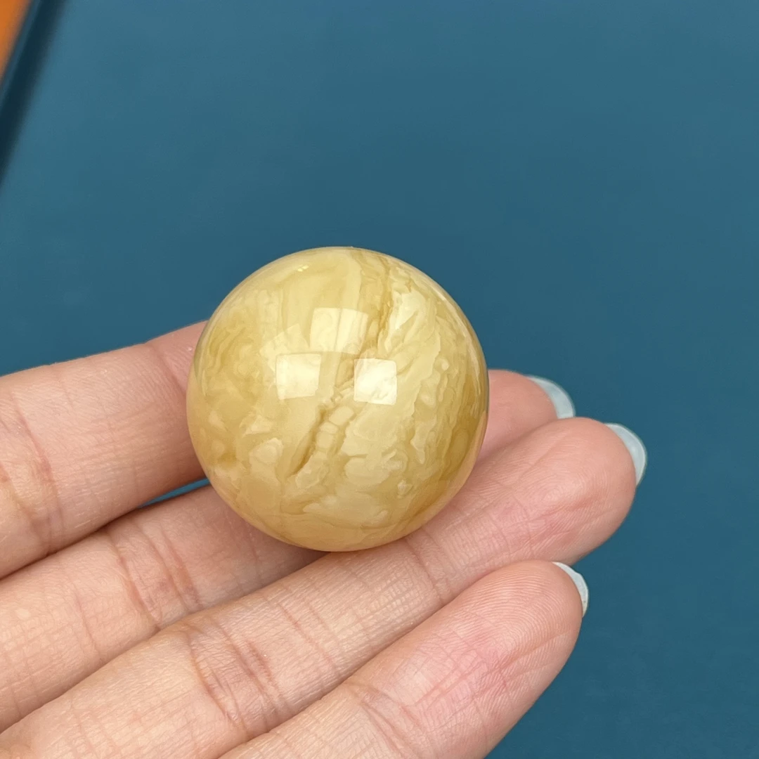 Y7283天然原矿蜜蜡圆珠27mm抖音基地质检发货