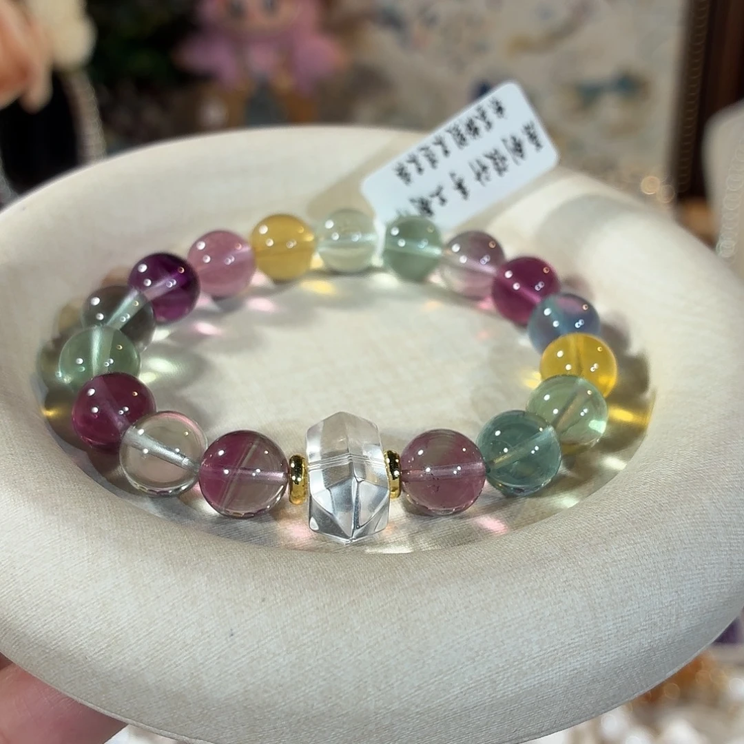 萤石未镶嵌手串彩萤石设计款10+