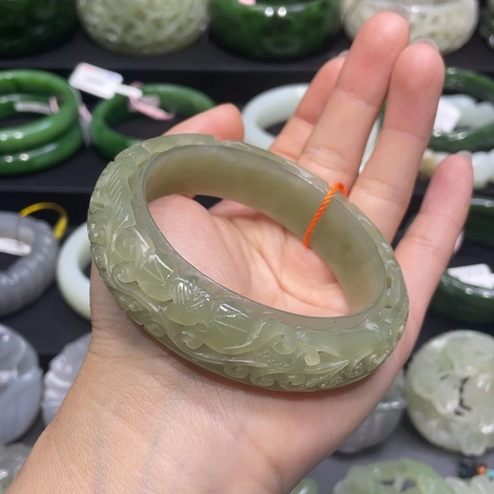 和田玉手镯59+圈口 编号22未镶嵌