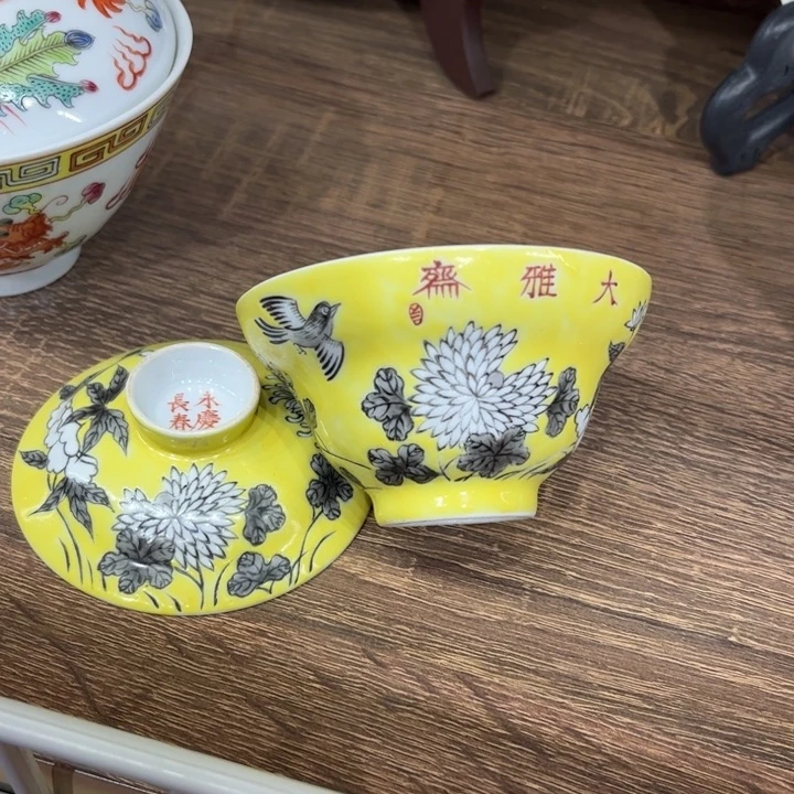 纯手绘精品盖碗杯