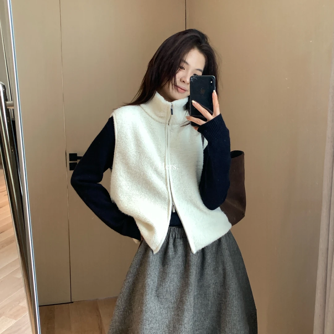Hers-冬上新韩标（叠叠穿）韩系简约日常百搭摇粒绒马甲92623
